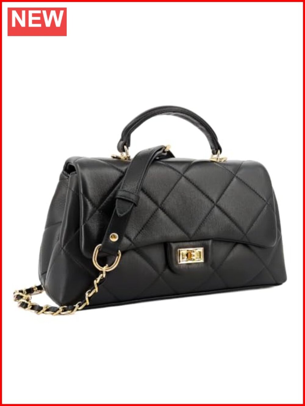 Quilted Leather Flap Convertible Top Handle Crossbody Bag